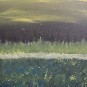 Sunset and flowers acrylic painting